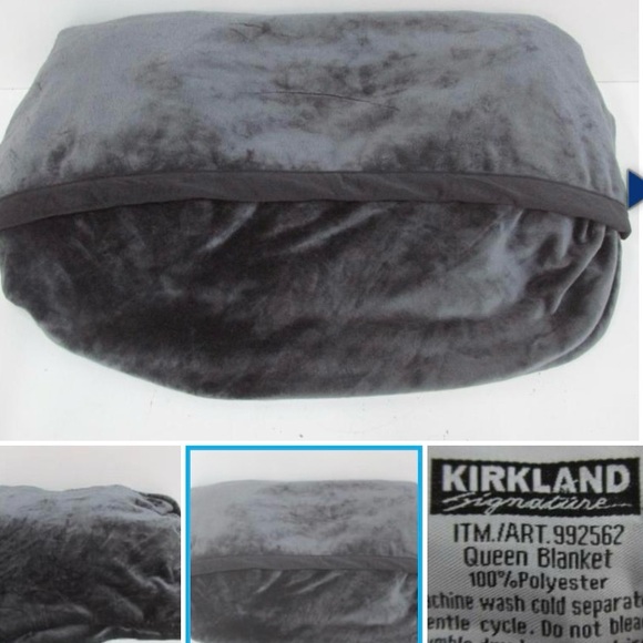 Kirkland Signature Queen Black fur Blanket Plush Bedding - Picture 2 of 3